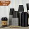 100 Pack 10 oz Paper Coffee Cups for Hot Chocolate Drinks, Black Disposable Coffee Cups with Lids, Sleeves and Stirring Sticks for Parties, Picnic, Travel, and Events